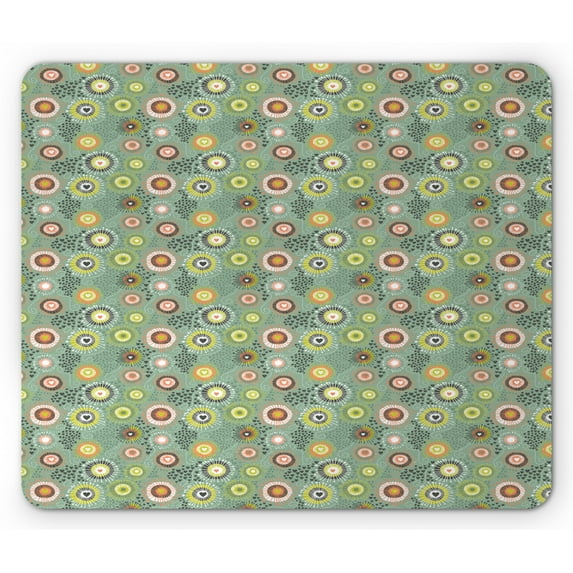 Geometric Mouse Pad, Illustration of Heart and Dot Shaped Abstract Contemporary Art, Rectangle Non-Slip Rubber Mousepad, Multicolor, by Ambesonne