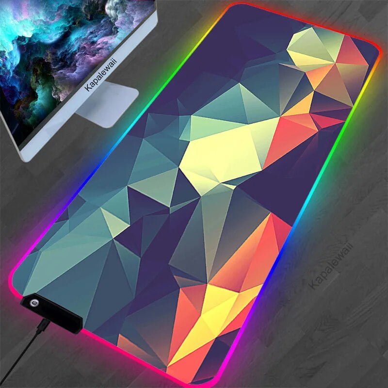 Geometric Mouse Pad RGB LightKeyboard Mat Computer Mousepad Led ...