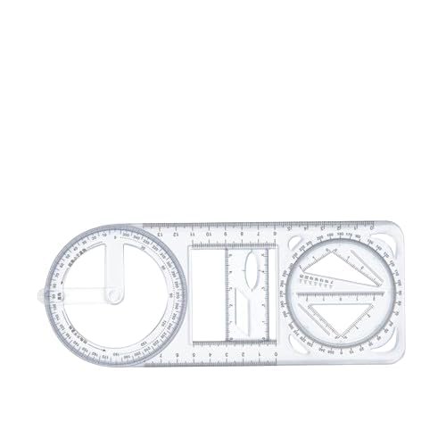 Geometric Multifunctional Student Math Transparent Plastic Movable Drawing Ruler | Pack Of 1