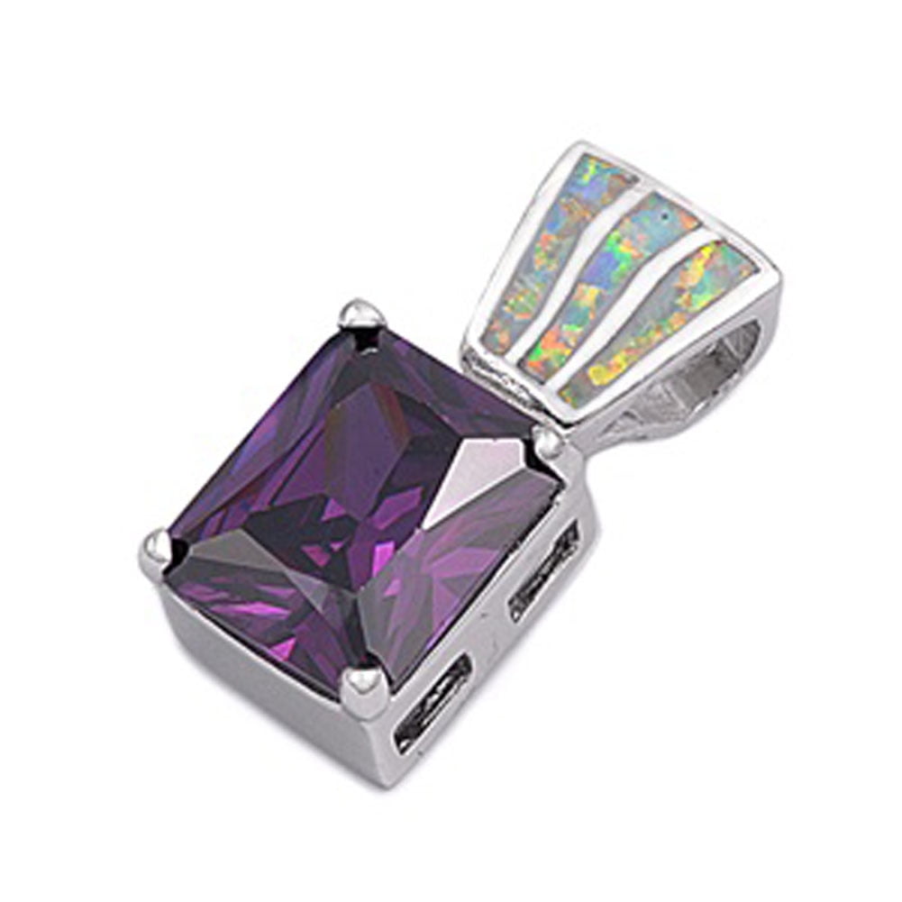 Geometric Nail Pendant Simulated Amethyst .925 Sterling Silver Charm Jewelry Female Unisex