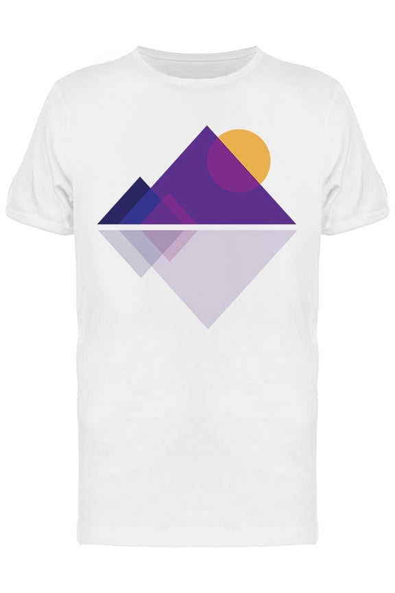 Geometric Nature Mountains And Sun Graphic Men T-Shirt, Male Small