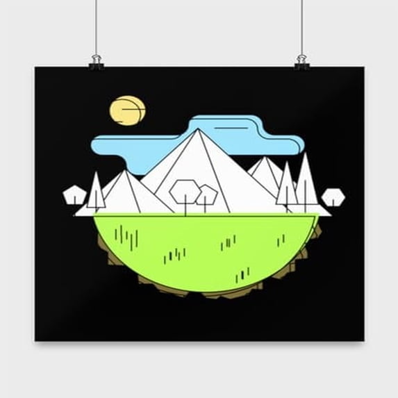 Geometric Nature Poster - 13x13 - Wall Decor for Outdoor Lovers Gift