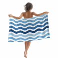 thumbnail image 1 of Geometric Nautical Striped Pattern Beach Towels Blanket Soft&Absorbent Quick Dry Microfiber Blue White Wave Pattern Pool Towels for Swimming ,Yoga, Sports, Gym, Camping,Large 35X70in,, 1 of 8
