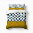 thumbnail image 1 of Geometric Navy Gold Pattern Design Bedding Set 3 Pcs Soft Microfiber Quilt Cover For Bedroom Decor, Comforter Cover With 2 Pillowcase, 1 of 5