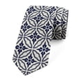 thumbnail image 1 of Geometric Necktie, Japanese Mandala, Dress Tie, 3.7", Dark Blue Cream, by Ambesonne, 1 of 3