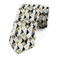 thumbnail image 1 of Geometric Necktie, Triangles and Stripes, Dress Tie, 3.7", Beige Black White, by Ambesonne, 1 of 3