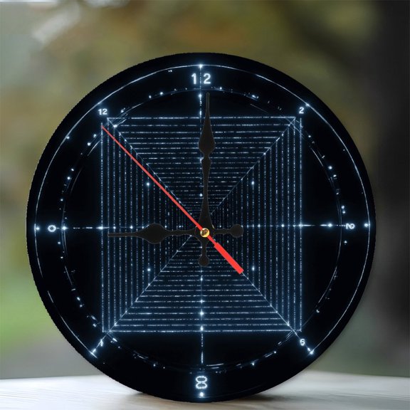 Geometric Neon LED Light Art Decoration for Home 10-Inch Silent Wooden Wall Clock, Battery Operated (AA Batteries Not Included), Artistic Home Decor