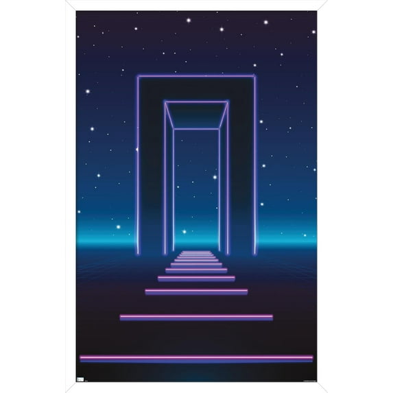 Geometric Neon Wall Poster, 22.375" x 34", Framed