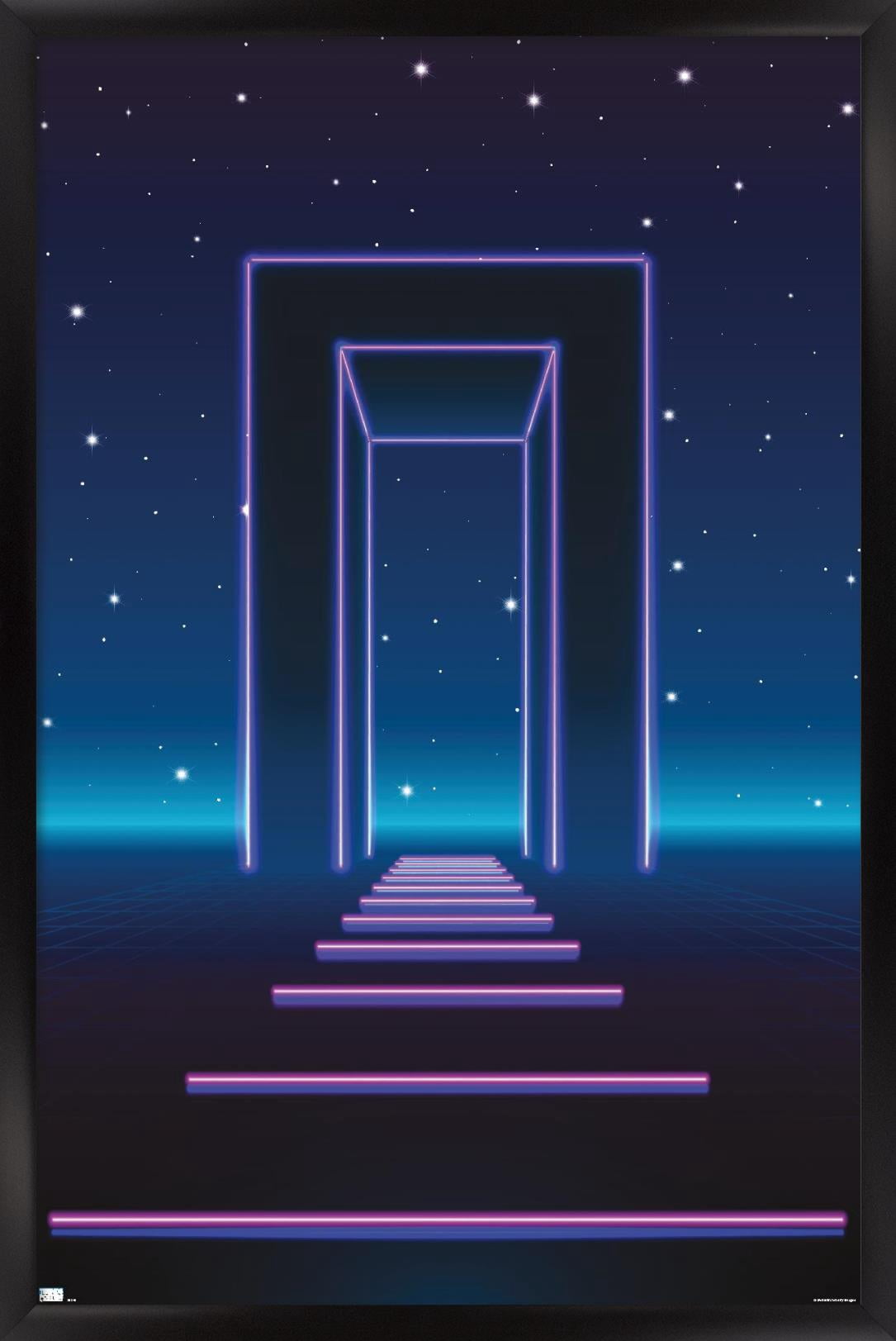 Geometric Neon Wall Poster, 22.375" x 34", Framed