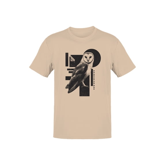 Geometric Night Owl Graphic Men's Natural T-Shirt