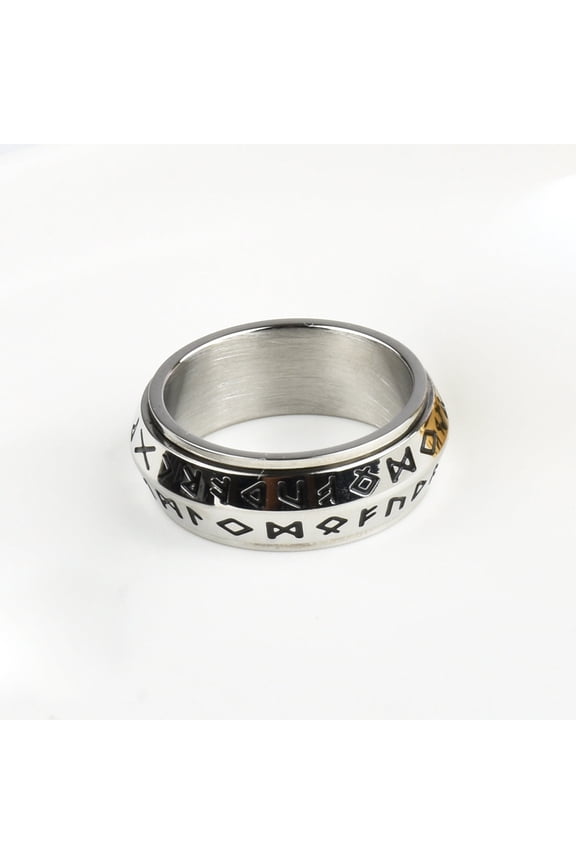 Geometric Nordic Viking Rune Titanium Steel Ring Unisex Jewelry For Wear Durable Hypoallergenic Size 7 8 9 10 11 12