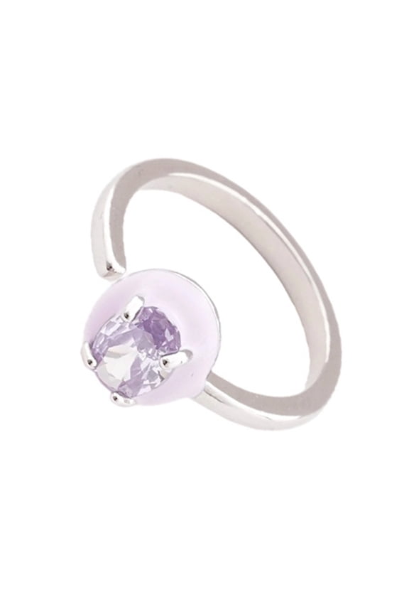 Geometric Open Band Ring With Shining Zircon Stones Modern Art Style Adjustable Square/Star/Heart/Oval Design Accessory
