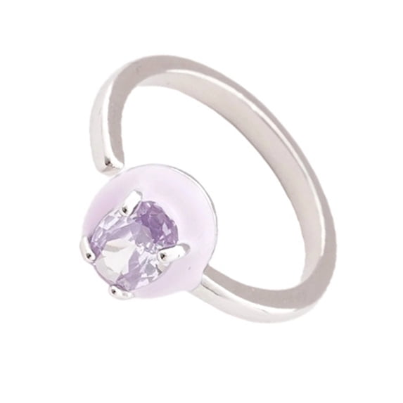 Geometric Open Band Ring With Shining Zircon Stones Modern Art Style Adjustable Square/Star/Heart/Oval Design Accessory