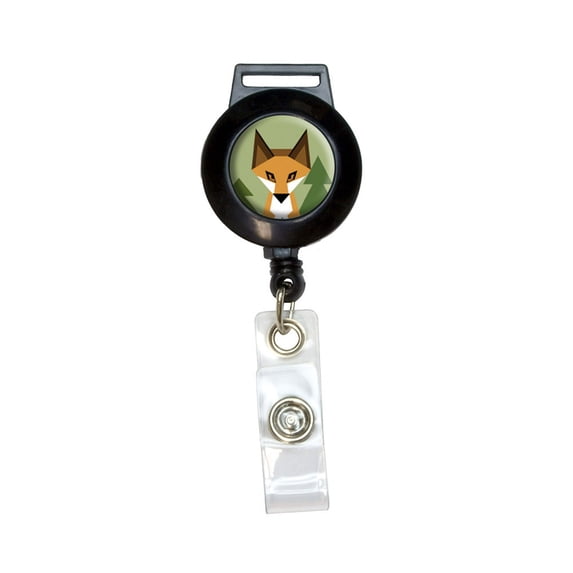Geometric Orange Fox Retractable Badge Card ID Holder