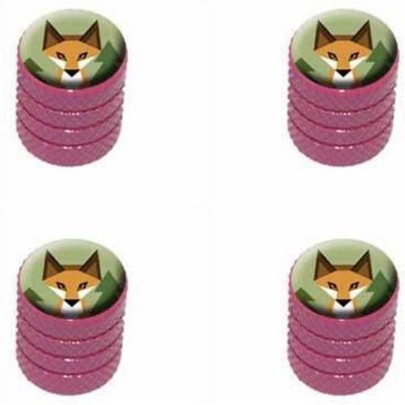 Geometric Orange Fox Tire Rim Wheel Aluminum Valve Stem Caps, Multiple Colors