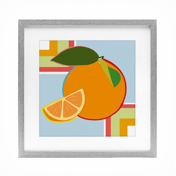 Stupell Industries Geometric Orange Fruit Gray Framed Print Under Glass, design by Daniela Santiago, 13 x 13