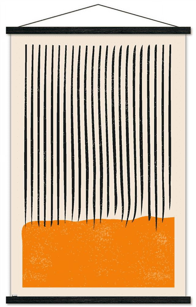 Geometric - Orange Wall Poster with Wooden Magnetic Frame, 22.375" x 34"