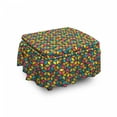 thumbnail image 1 of Geometric Ottoman Cover, Colorful Cubes Repetition, 2 Piece Slipcover Set with Ruffle Skirt for Square Round Cube Footstool Decorative Home Accent, Standard Size, Multicolor, by Ambesonne, 1 of 5