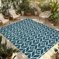 thumbnail image 1 of Geometric Outdoor Rug for Patio/Deck/Porch, Non-Slip Large Area Rug 5 x 7 Ft, Modern Abstract Lines Texture Teal Indoor Outdoor Rugs Washable Area Rugs, Reversible Camping Rug Carpet Runner, 1 of 8