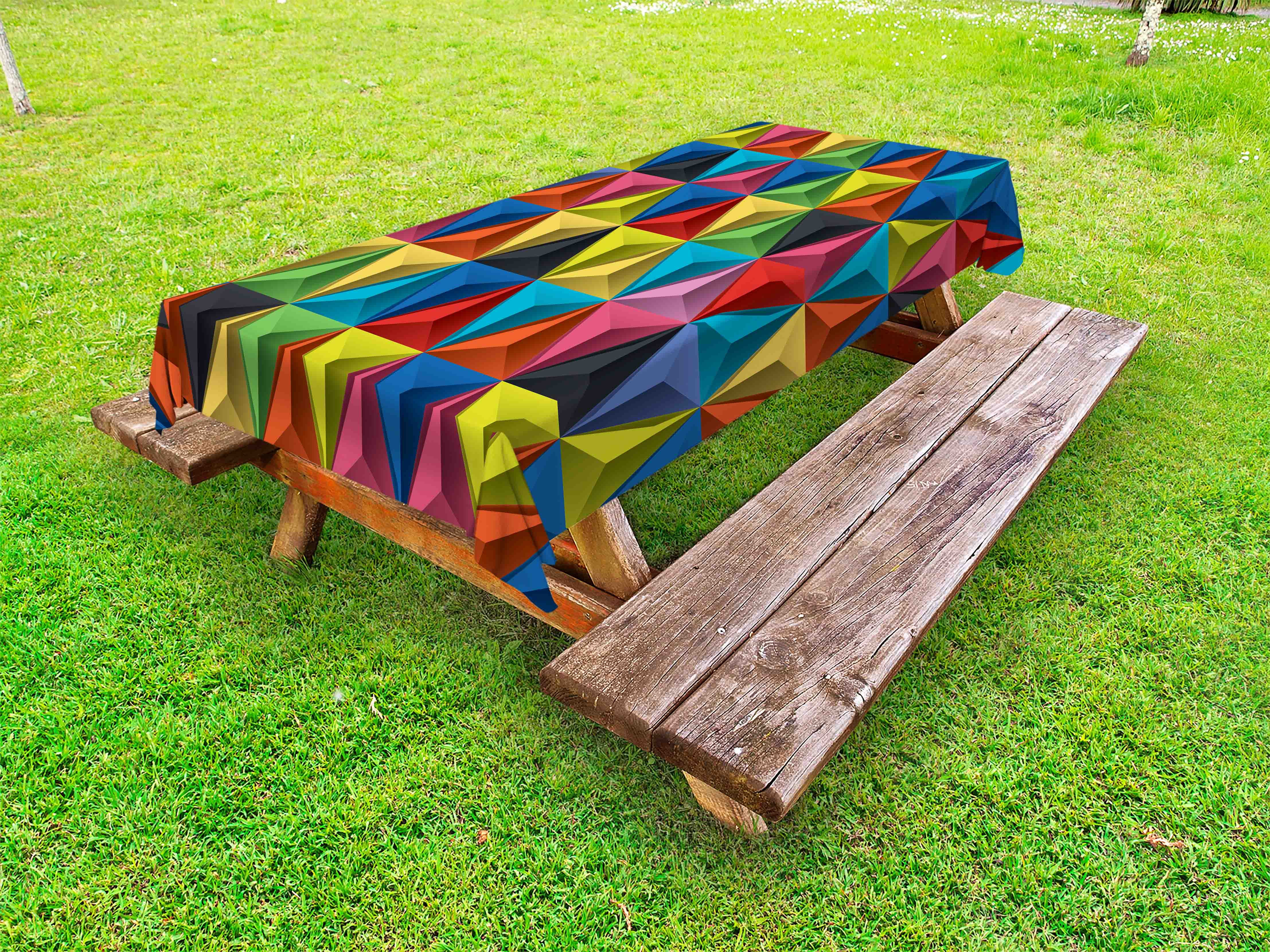 Triangular Tablecloth Geometric Outdoor Tablecloth, Colorful Triangle Geometric Pyramid Forms ...