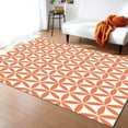 thumbnail image 1 of Geometric Oval Pattern Indoor Area Rug, Floral Orange And White Modern Non-Slip Kids Rugs, Upholstery Rug With Non-Slip Backing For Kids Boys Girls Bedroom Living Room Dining Room Study 5 x 8ft, 1 of 6