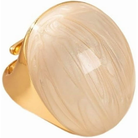 Geometric Oval Statement Ring for Women Minimalist Open Adjustable Ring Gold Plated Bold Dome Cocktail Rings Promise Anniversary Band Jewelry