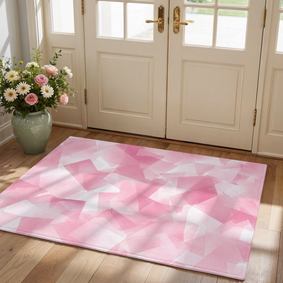 Geometric Overlay Area Rug 2'x3', Non-Slip Washable Rectangle Door Mat Indoor Carpet for Living Room Bedroom Kitchen