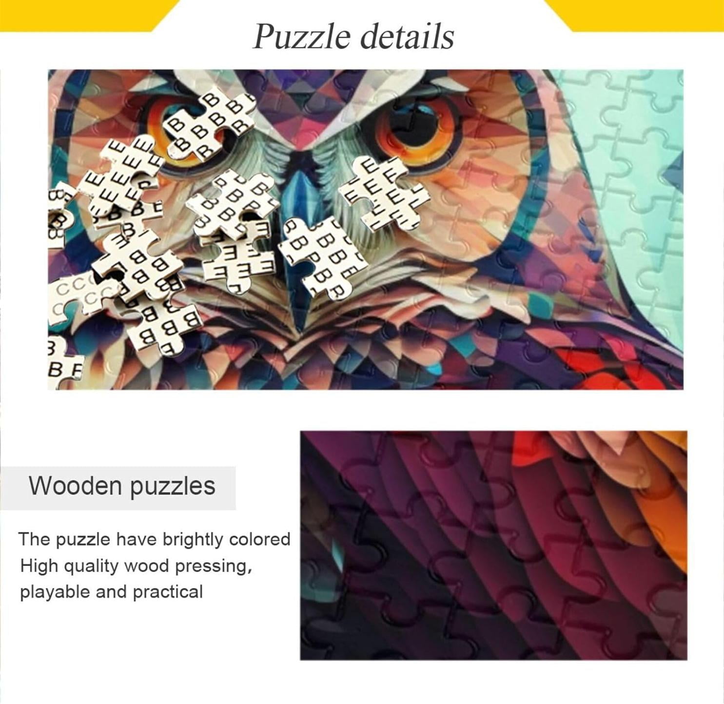 Geometric Owl Jigsaw Puzzle 500 Pieces, Zigsaw with Storage Bag and ...