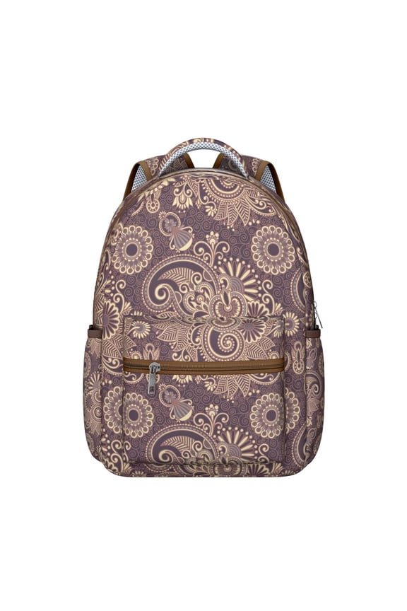 Geometric Paisley Design School Backpack for Students Colorful Artistic Vintage Boho Floral Pattern, Comfortable and Multifunctional Students’s Backpack