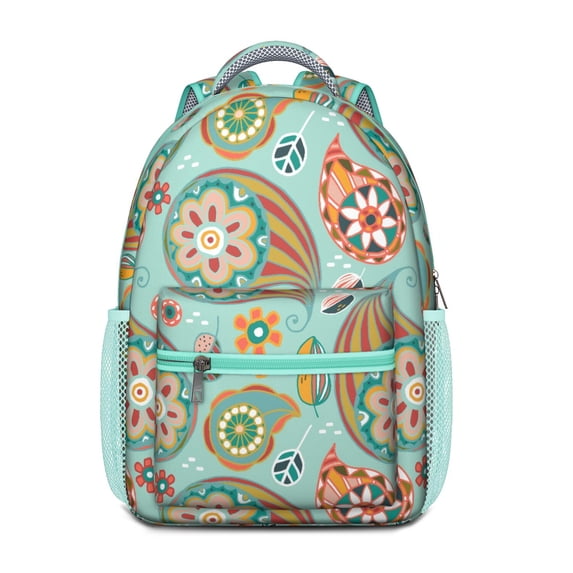 Geometric Paisley Design Waterproof Backpack - Elegant Ergonomic Bookbag for Commuters & Students