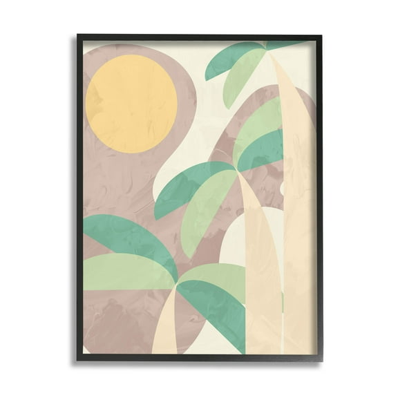 Geometric Palm Tree Summer Botanical & Floral Graphic Art Black Framed Art Print Wall Art