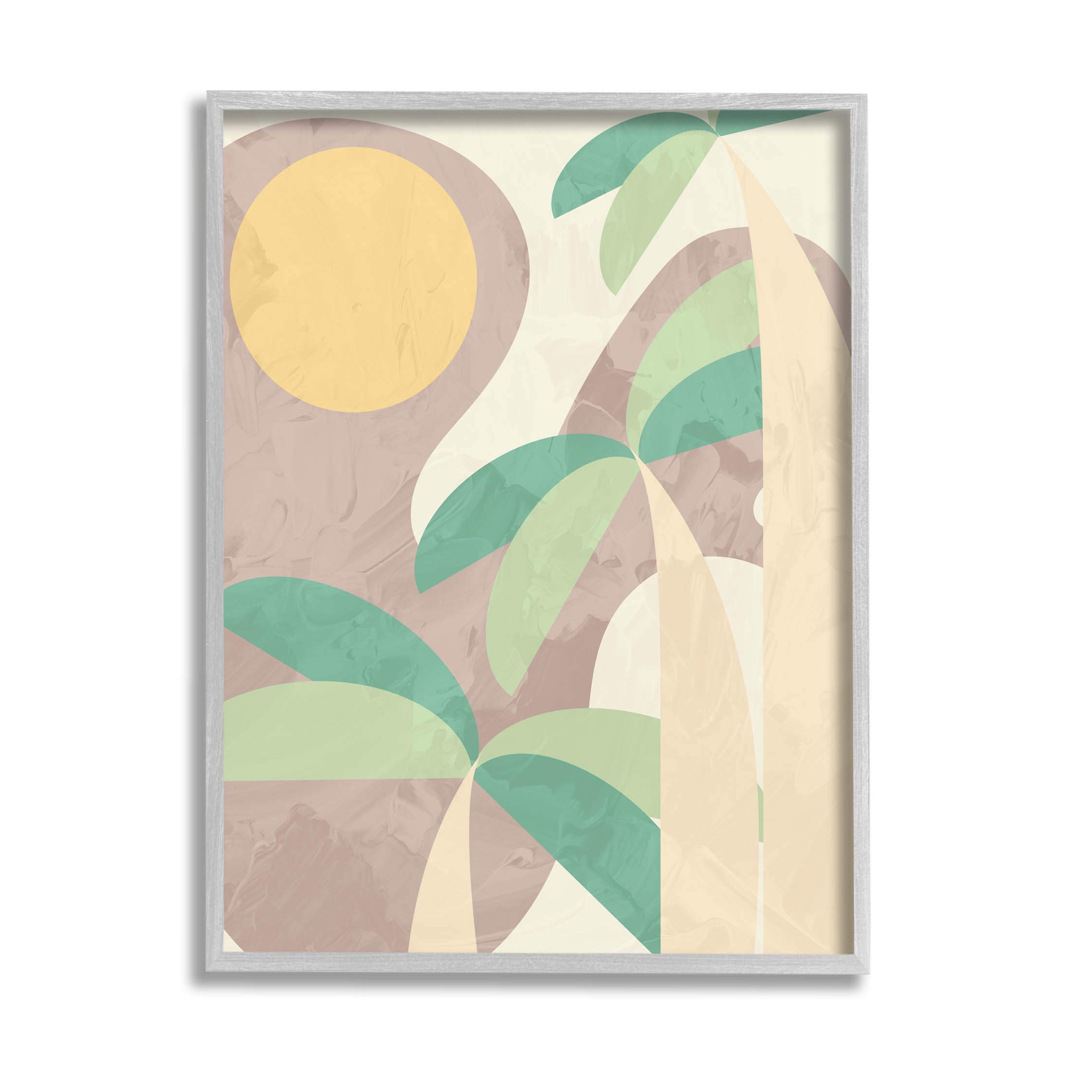 Geometric Palm Tree Summer Botanical & Floral Graphic Art Gray Framed Art Print Wall Art