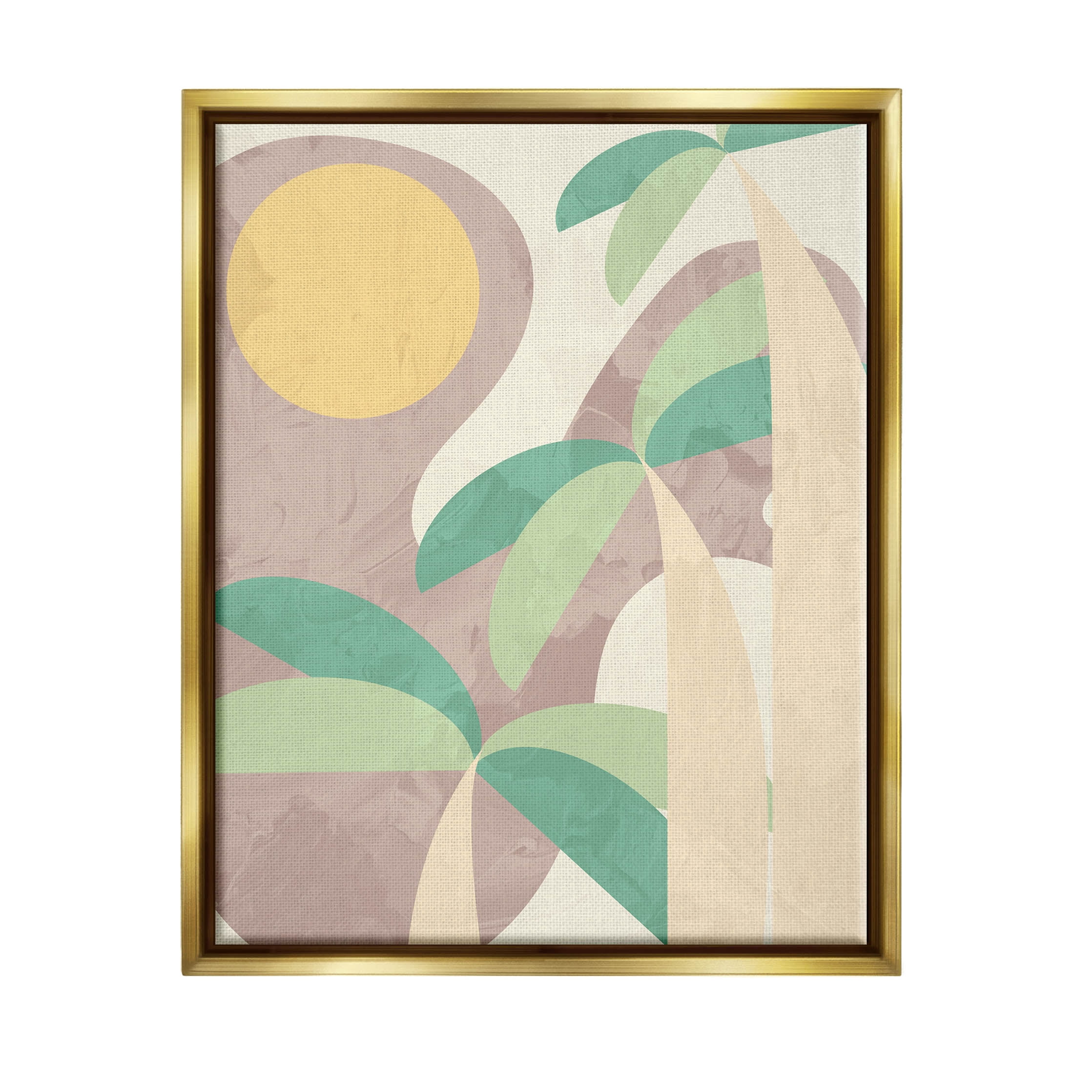 Geometric Palm Tree Summer Botanical & Floral Graphic Art Metallic Gold Framed Art Print Wall Art