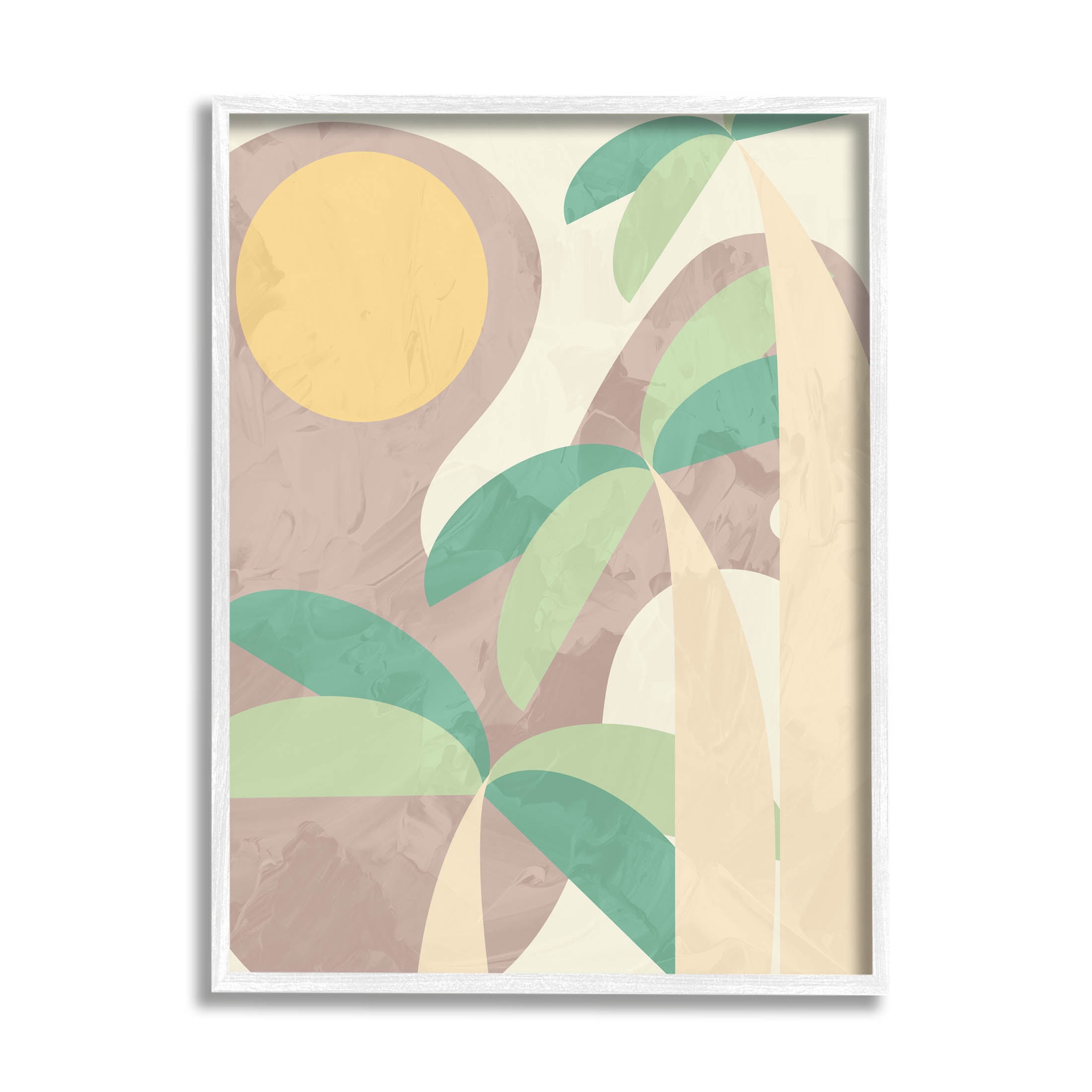 Geometric Palm Tree Summer Botanical & Floral Graphic Art White Framed Art Print Wall Art