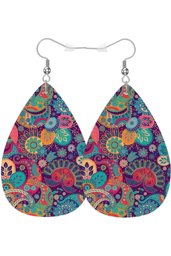 Geometric Patches Fashion Faux Leather Earrings Ethic Black White Diamond Geometry Stripes Wedding Teardrop Earrings Jewelry For Women Friends Bridal[Z1]