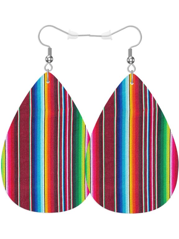 Geometric Patches Fashion Faux Leather Earrings Ethic Black White Diamond Geometry Stripes Wedding Teardrop Earrings Jewelry For Women Friends Bridal[Z1]