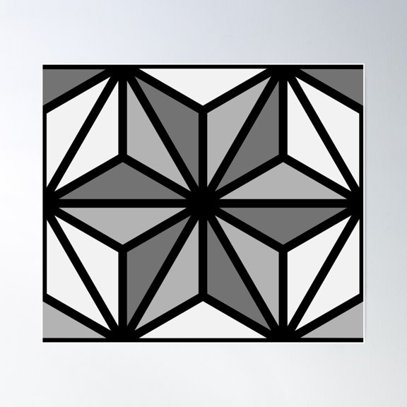 Geometric Pattern: Art Deco Star: Monochrome Poster Wall Art, Modern Wall Decor For Living Room Bedroom, 8x12 UNFRAMED