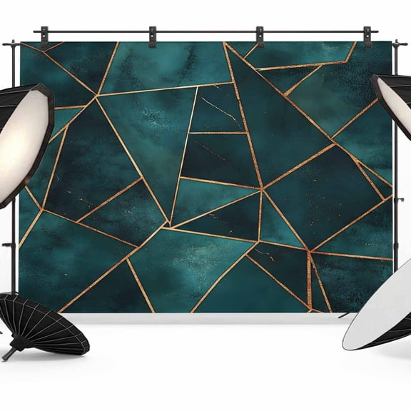 Geometric Pattern Backdrop for Photography, Dark Green Triangle Collage Art Photo Backdrop Portrait Background Party Banner Photo Backgrounds for Studio Booth Props, 7x5ft
