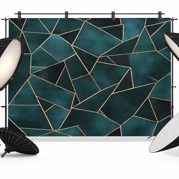 Geometric Pattern Backdrop for Photography, Dark Green Triangle Collage Photo Backdrop Portrait Background Party Banner Photo Backgrounds for Studio Booth Props, 7x5ft