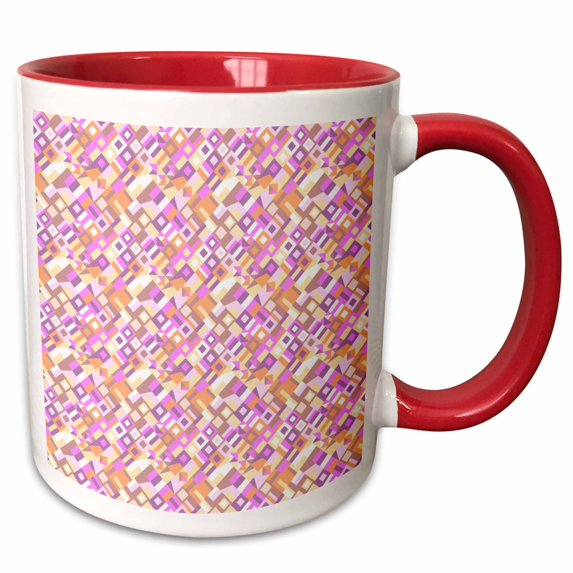 3drose, Geometric Pattern Background - Abstract Colorful Vector Design, 11oz Two-tone Red Mug