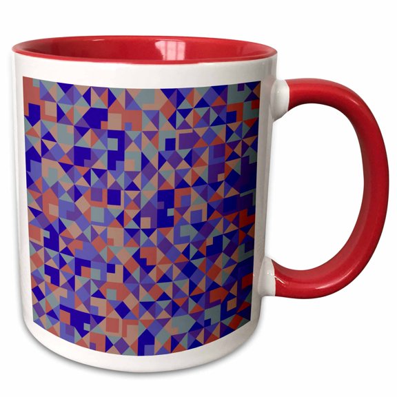 3drose, Geometric Pattern Background - Abstract Vector Graphic Design, 11oz Two-tone Red Mug