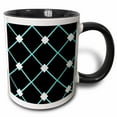 thumbnail image 1 of 3drose, Geometric Pattern. Black Blue and White, 11oz Two-tone Black Mug, 1 of 6