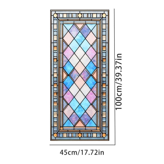 Geometric Pattern Colorful Window Stickers, PVC Waterproof and Dustproof UV blackout Glass Window Stickers,Static Cling Window Film Non-Adhesive Removable for Home Living Room Window Decals