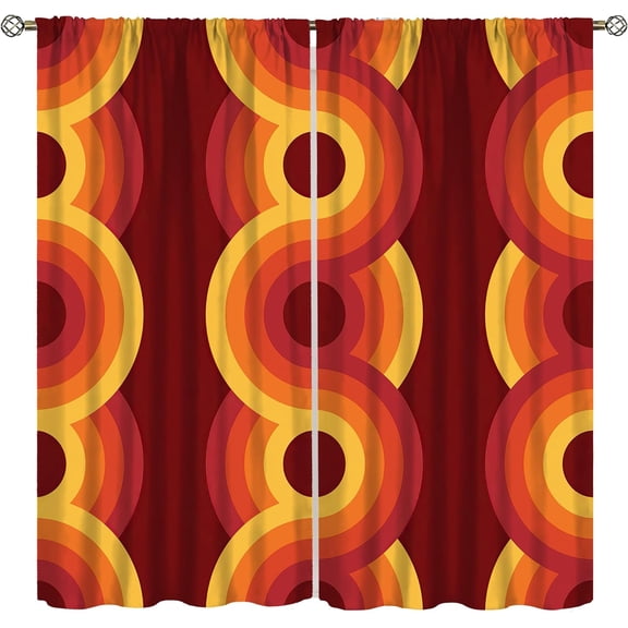 Geometric Pattern Curtains, Vintage 60''S 70''S Orange Modern Abstract Decor, Bedroom Living Room Blackout Insulated Curtains42X63 Inch, Style-5