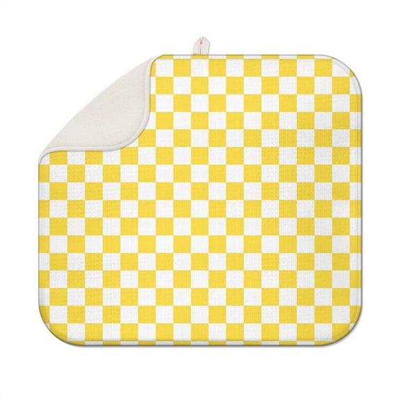 Geometric Pattern Dish Drying Mat - Super Absorbent Microfiber Countertop Drying Pad - Multipurpose Heat Resistant Mat - Washable & Foldable Kitchen Accessory
