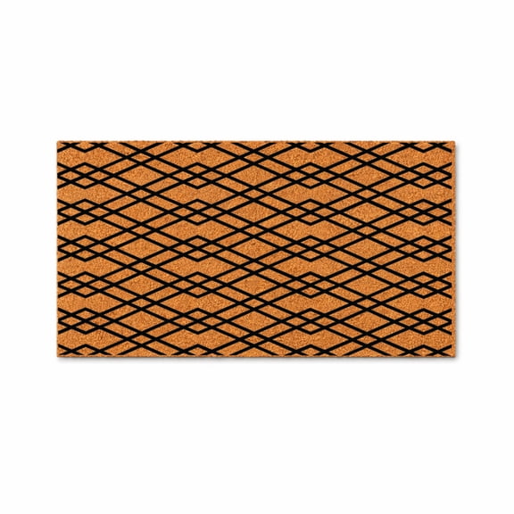 Geometric Pattern Doormat, Modern Entryway Door Mat, Black Lattice Design, Housewarming Gift, New Home Gift 4346 (18x30 inches) 4346