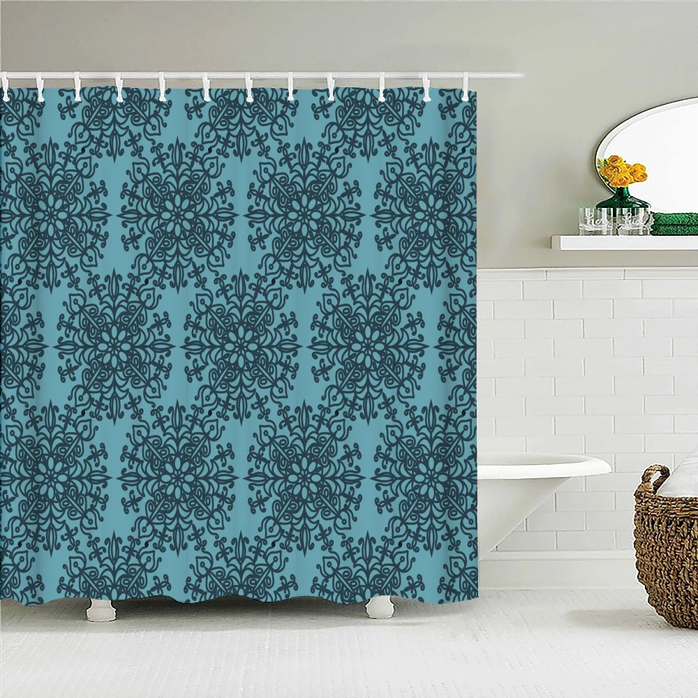 Geometric Pattern Fabric Waterproof Shower Curtain Bathroom Curtains ...