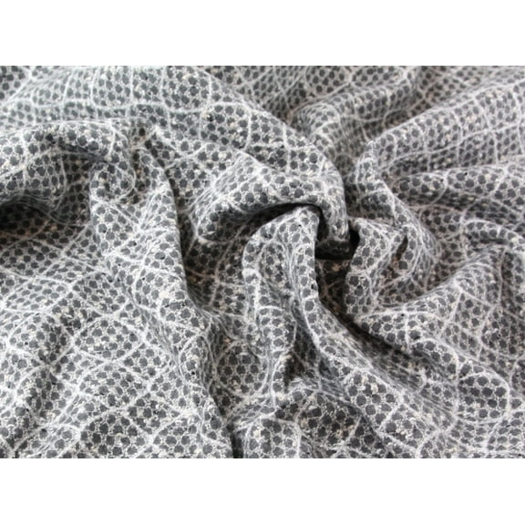 Geometric Pattern Felted Heavy Coat Weight Dress Fabric Grey - per yard
