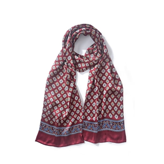 Geometric Pattern Long Silk Scarf