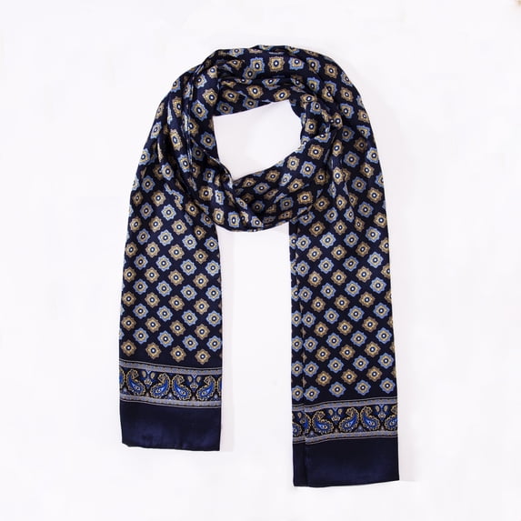 Geometric Pattern Long Silk Scarf